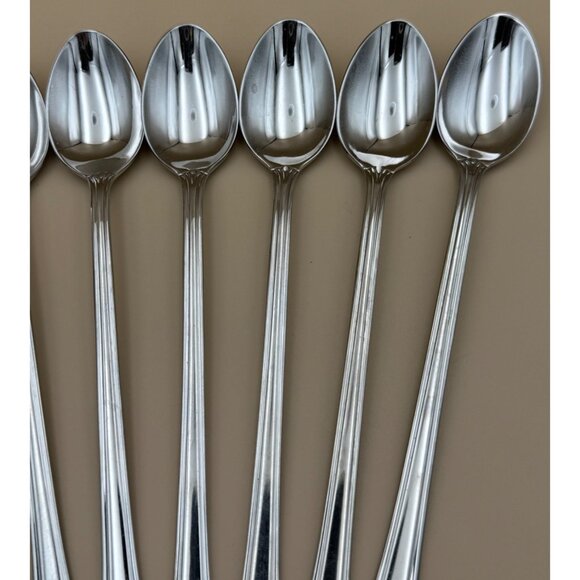 Set of 8 Gorham CALAIS 18/8 Stainless Steel Glossy Iced Tea Spoons - Picture 4 of 10